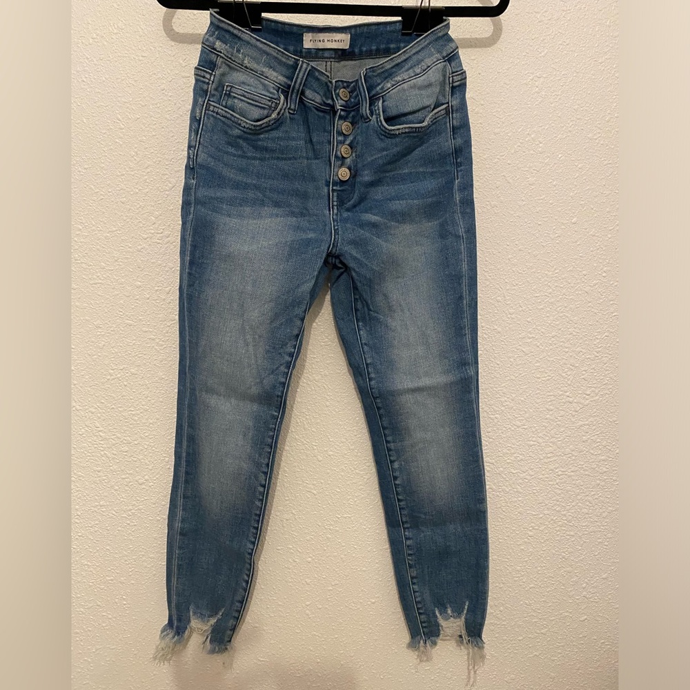 Flying Monkey Womens Ripped Jeans Blue Size 28 RN 138395 Cut 50548 Style Y3642